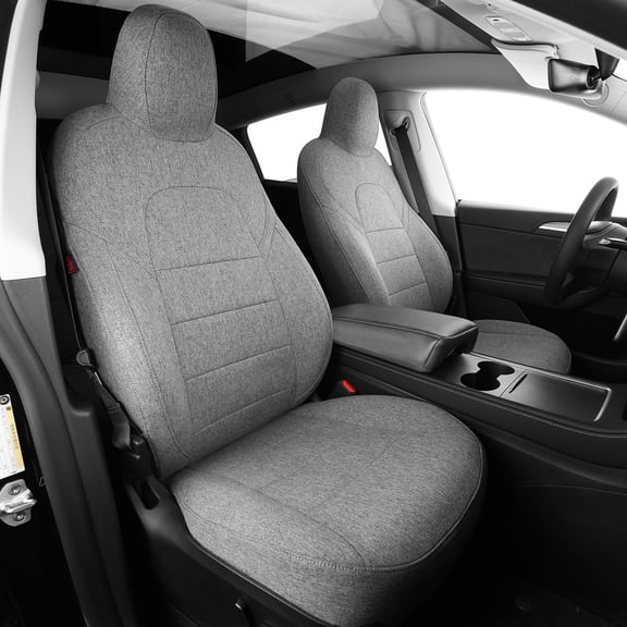 coverdream Model Y Seat Covers Fit for 2020-2025 Tesla Model Y Long Range/Performance (5-Seater Only) - Polyester Seat Protector(Full Set,Gray)