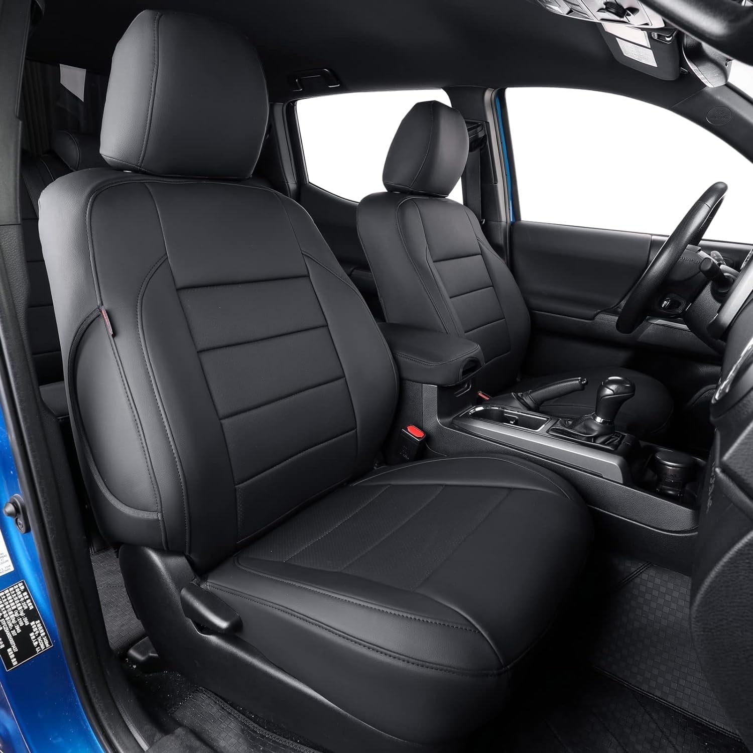 Coverdream Custom Fit Car Seat Covers for Ford Ranger SuperCrew5 XLT,SuperCrew5 Lariat 2019 2020 2021 2022 2023 & SuperCrew5 XL 2021 2022 2023- Leather(Full Set,Black)