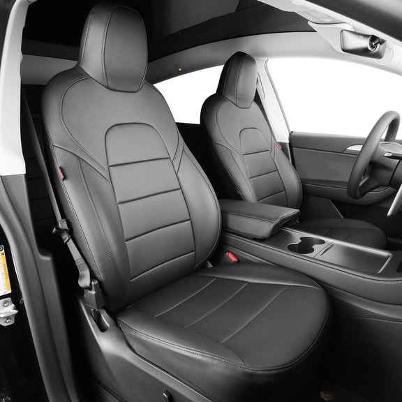 coverdream Custom Fit Car Seat Covers for 2014 2015 2016 Tesla Model S,Full Coverage Leather Seat Protector(Full Set,Black)
