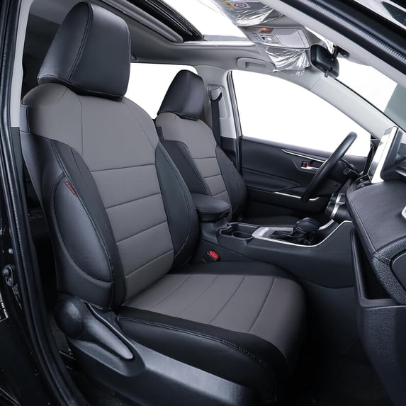 coverdream Custom Fit Corolla Cross Seat Covers for Toyota Corolla Cross XLE 2022-2026(Non-Hybrid) - Breathable Leatherette Auto Seat Covers(Black/Gray,Full Set)