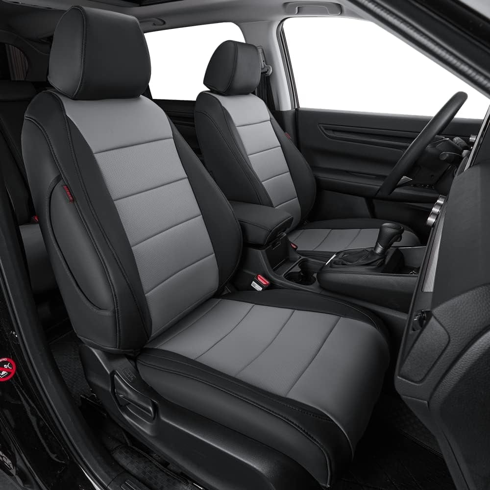 coverdream Custom Fit HRV Car Seat Covers for Honda HRV EX-L 2023 2024 2025 2026 - Breathable Leather Auto Seat Covers (Full Set,Black/Gray)
