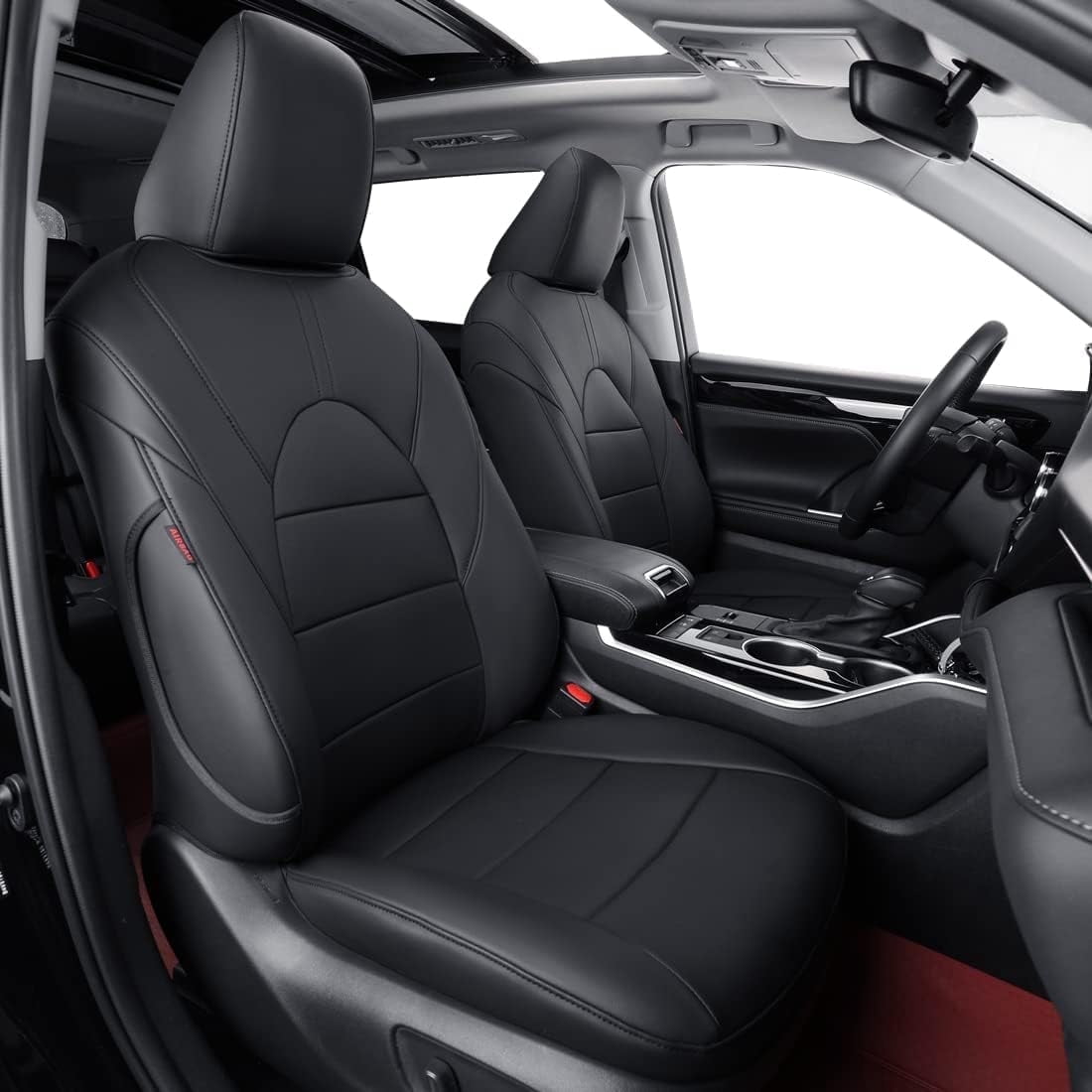 coverdream Custom Fit Highlander Car Seat Covers for Toyota Highlander 2020-2026 Three Row,2nd-Row 40/60 Split - Breathable Leather Auto Seat Covers(Full Set,Black)