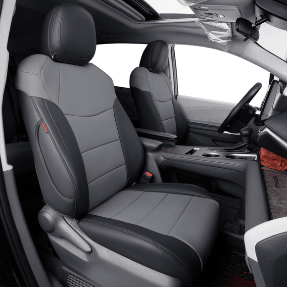 Coverdream Custom Fit Pilot Car Seat Covers for Honda Pilot 8 Seats,Second Row 40/60 Split 2016 2017 2018 2019 2020 2021 2022 LX,EX,EX-L,Special Edition,Touring,Sport-Leatherette(Black/Gray,Full Set)