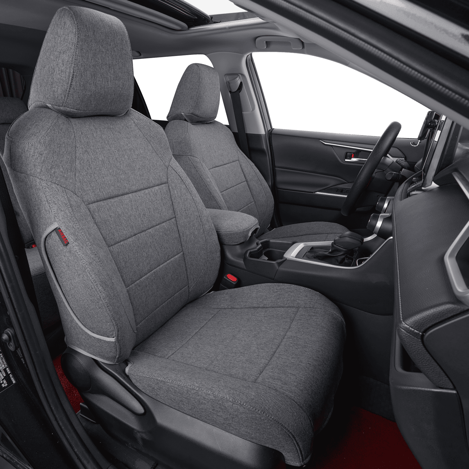 coverdream RAV4 PHEV Leather Seat Covers Full Set for 2019-2025 Toyota RAV4 Hybrid XSE,Hybrid SE,Prime SE/XSE - Polyester (Gray,Full Set)