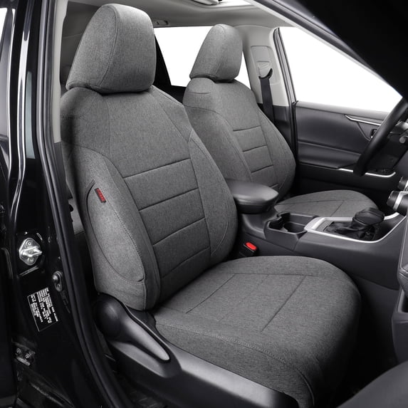 coverdream Rav4 Cloth Seat Covers Full Set for 2019-2024 2025 Toyota Rav4 LE,XLE,XLE Premium,Limited SUV - Washable Polyester(Gray,Full Set)