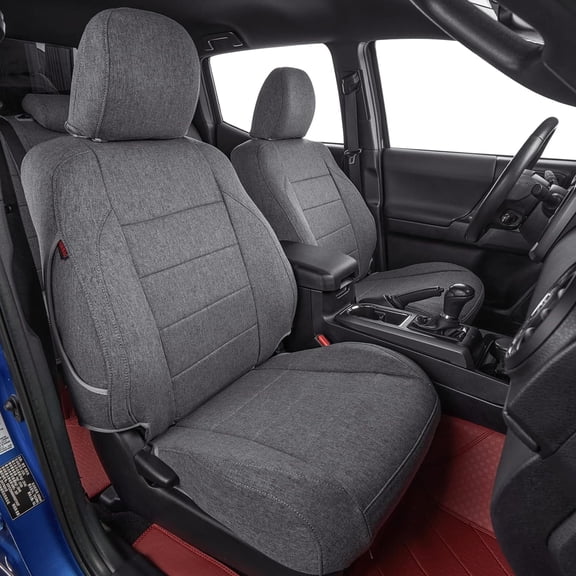 coverdream Tacoma Seat Covers Full Set for 2016-2023 Toyota Tacoma Double/Crew Cab SR,SR5,TRD Pro/Sport - Washable Polyester Auto Seat Covers (Full Set,Gray)