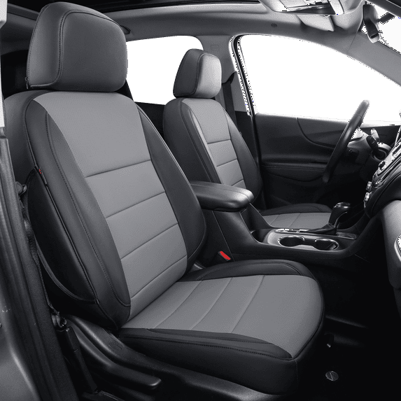 coverdream Traverse Leather Seat Covers Custom Fit for 2018-2024 Chevy Traverse LT,RS,Premier (7-Seater),2nd-Row Captain's Seat - Leatherette (Black/Gray,Full Set)