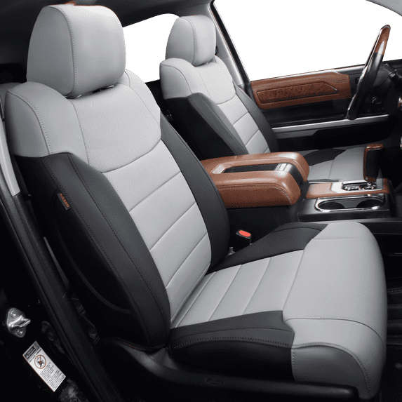coverdream Custom Fit Tundra Car Seat Covers for Toyota Tundra 2022-2025 2026 Crewmax/Hybrid Limited,TRD Pro - Leatherette (Black/Gray,Full Set)
