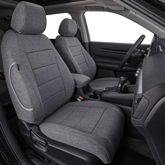 Coverdream Gray, Polyester, Waterproof, Cushioned, Full Set Front Rear Seat Covers