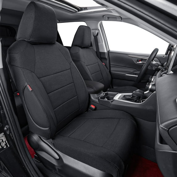 coverdream Rav4 Cloth Seat Covers Full Set for 2019-2024 2025 Toyota Rav4 LE,XLE,XLE Premium,Limited SUV - Washable Polyester(Black,Full Set)