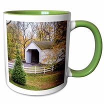 3drose, Covered Bridge, 15oz Two-tone Green Mug