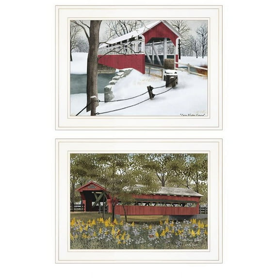 Covered Bridge Collection II 2-Piece Vignette by Billy Jacobs Wood Multi-Color