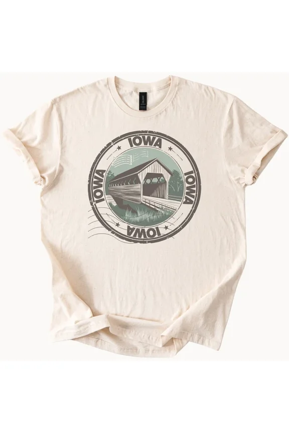 Covered Bridge Graphic T Shirt Midwest Nature Art Souvenir Tee Size S-5Xl Heygategoo Tee