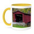 thumbnail image 1 of Covered Bridge Over Mill Creek, Indiana, Usa, 11oz Two-Tone Yellow Mug, 1 of 7