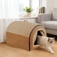 thumbnail image 1 of Covered Cat Bed with Door Flap Plush Soft Washable Indoor Cave for Cats All Season, 1 of 6
