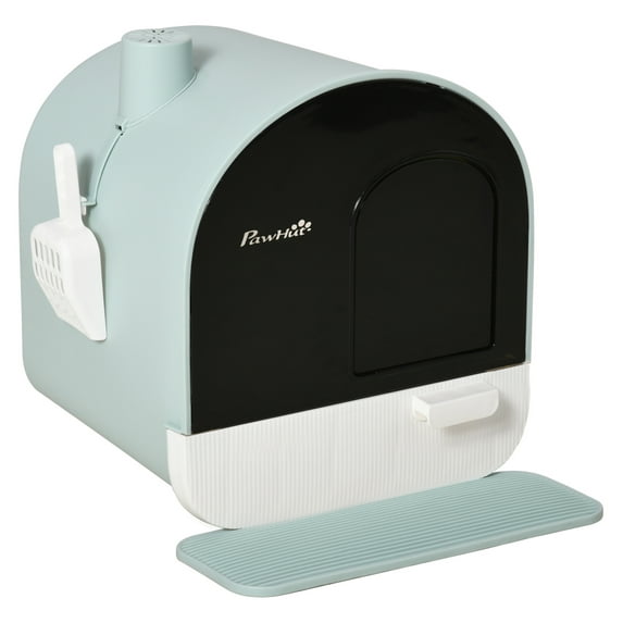 Cat Litter Box with Lid, Covered Cat Litter Box for Indoor Cats with Filter, 17x17x18.5 Inch, Green