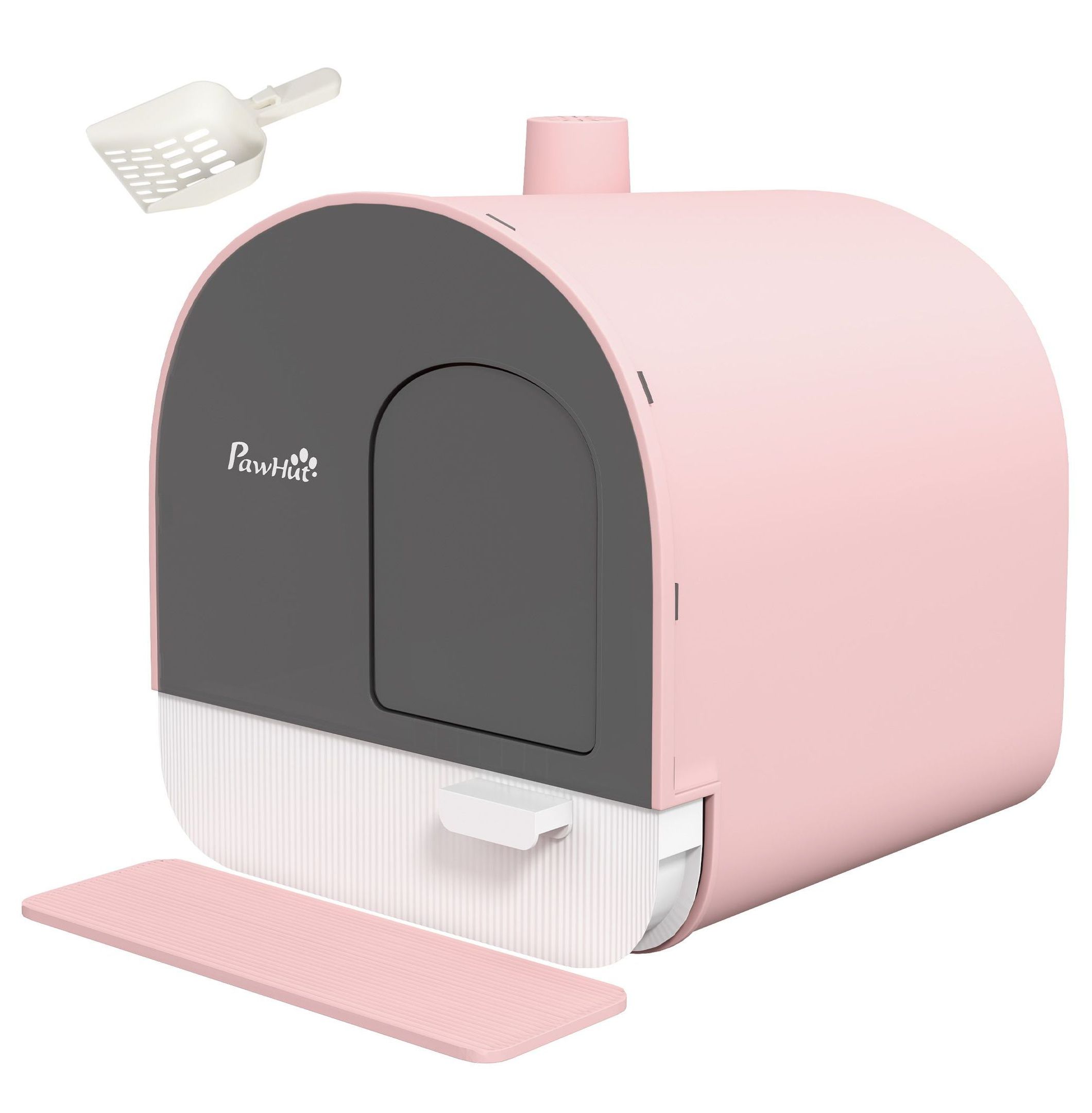 Covered Cat Litter Box with Lid, Scoop & Filter - Pink Compact Litter Box for Cats - Enclosed Cat Toilet with Mat - Private, Odor Control for Kittens Under 10lbs