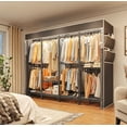 thumbnail image 1 of Covered Clothes Rack Loads 1100LBS, Heavy Duty Clothing Rack with Oxford Fabric Cover, Portable & Metal Wadrobe Closet for Hanging Clothes, Black, 76"W x 18"D x 77"H, 1 of 8