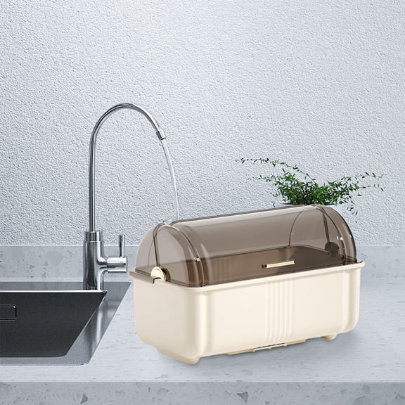Covered Dish Drying Rack with Drainboard Stackable Kitchen Organizer for Plates,Cups, Bowls Utensils Space-Saving Dish Drainer with Lid for Countertop,Cabinet Hotel Use Cutlery Dryer Tray