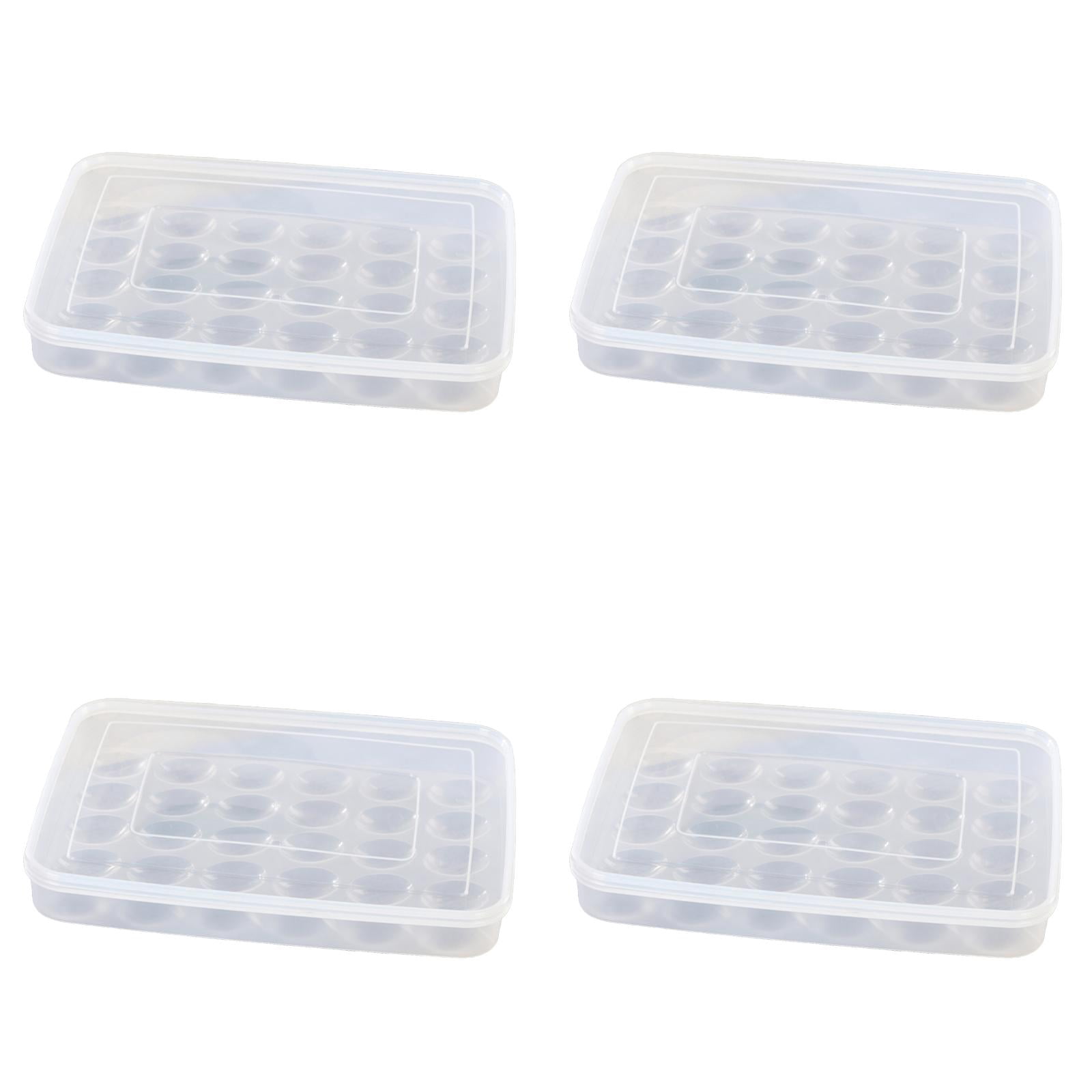 Covered Egg Holder for Refrigerator, 30 Capacity Deviled Egg Tray with Lid, Plastic Egg Containers Storage Box, Fridge Egg Dispenser for Organized Kitchen 4 Pcs