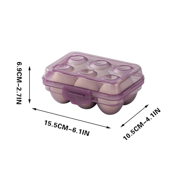Covered Egg Holders for Refrigerator, Plastic Storage Container/ Deviled Egg Tray Carrier with Lid, Stackable Egg Storage with Safety Buckle, Fits 6 Eggs