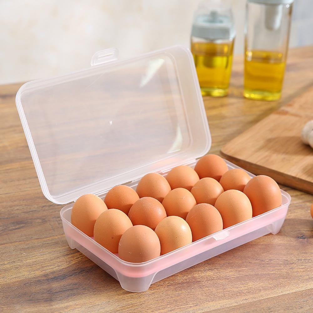 Plastic 15-grid Egg Holder, Transparent Single-layer Egg Storage Container,  Refrigerator Storage Box With Crash-proof Design, Portable Egg Carrier