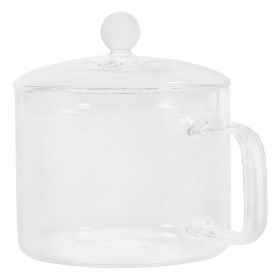 Covered Glass Bowl Instant Noodle Heat Resistant Pot Salad Household Transparent Cooking Pots Stew Cooker with Lid