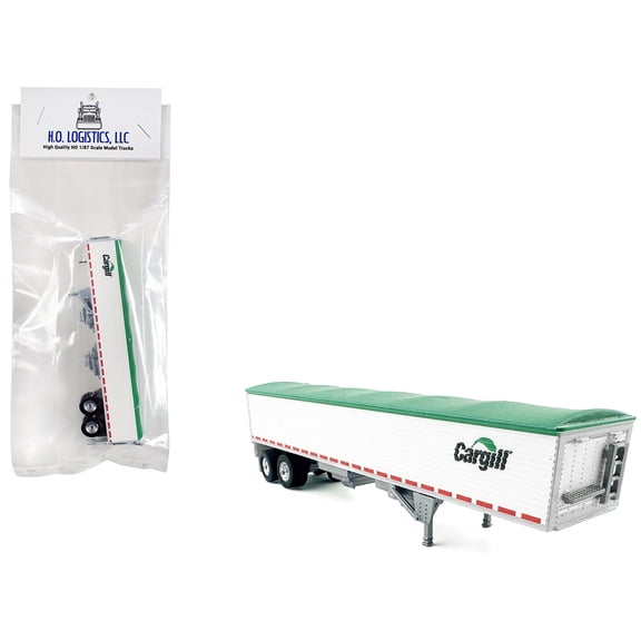 Covered Grain Trailer White with Green Tarp "Cargill" 1/87 (HO) Scale Plastic Model Car by HO Logistics