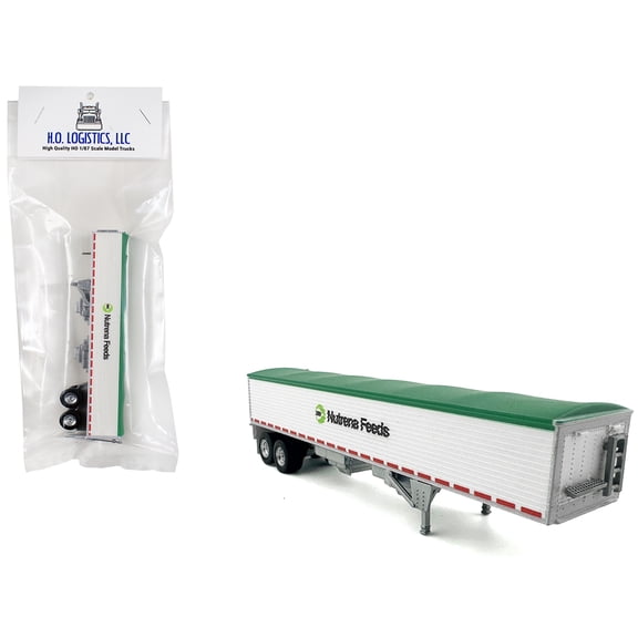 Covered Grain Trailer White with Green Tarp "Nutrena Feeds" 1/87 (HO) Plastic Model Car by HO Logistics