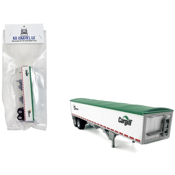 Covered Grain Trailer White with Green Tarp "SunGlo - Cargill" 1/87 (HO) Plastic Model Car by HO Logistics