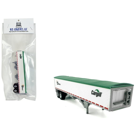 Covered Grain Trailer White with Green Tarp "SunGlo - Cargill" 1/87 (HO) Scale Plastic Model Car by HO Logistics