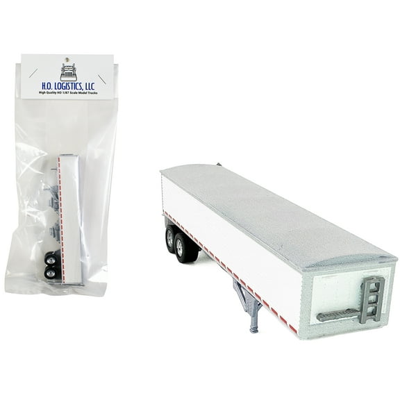Covered Grain Trailer White with Silver Tarp 1/87 (HO) Plastic Model Car by HO Logistics
