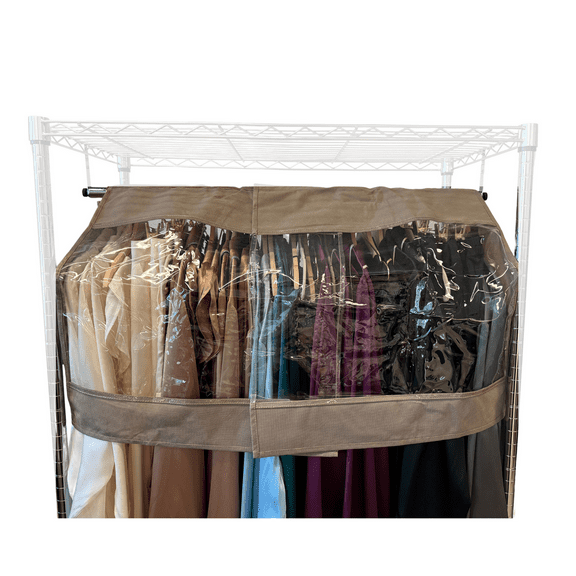 Covered Living Closet Rod and Portable Clothing Rack Shoulder Garment Dust Cover Adjustable to fit 26" to 48" long