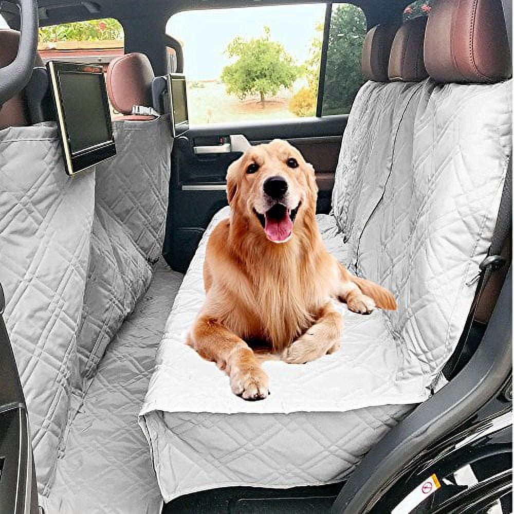 Universal Fit Grey Quilted Pet Car Seat Cover with Non-Slip Backing