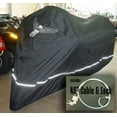 thumbnail image 1 of Covered Living High Quality Motorcycle Cover, Fits up to 108" length Large cruiser, Tourer, Chopper. includes Cable & Lock - Eagle Logo, 1 of 6