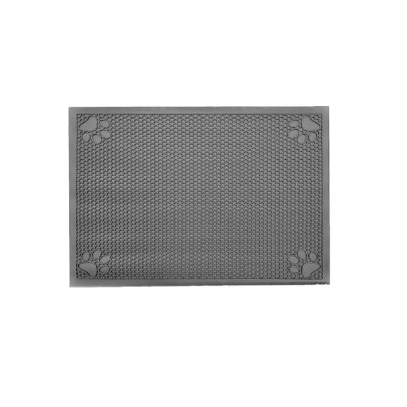 Covered Living Non-Slip Pet Food Mat with Honeycomb Grips 23" x 18", Standard Size, Waterproof, Gray