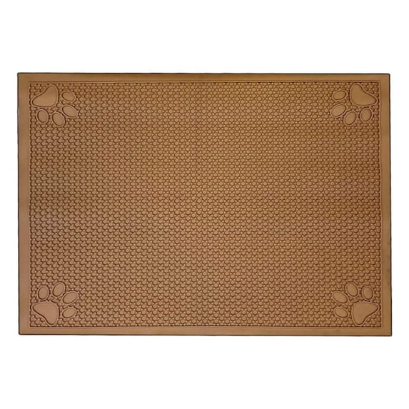 Covered Living Non-Slip Pet Food Mat with Honeycomb Grips 23" x 18", Standard Size, Waterproof, Latte
