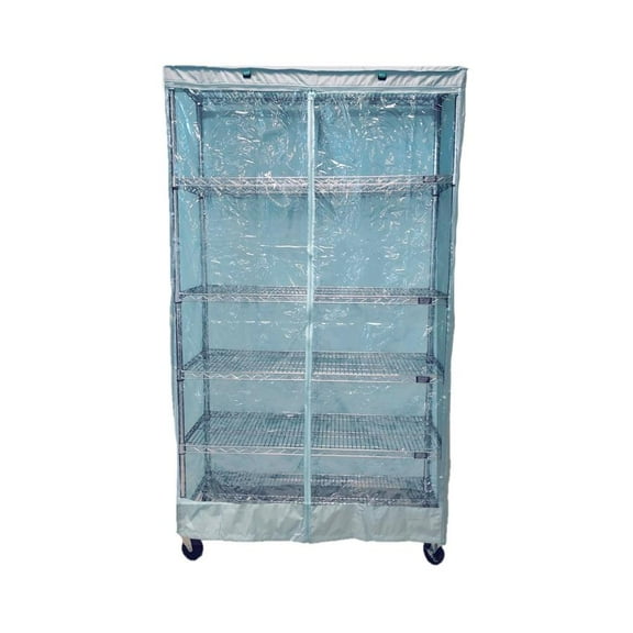 Covered Living Storage Shelving Unit Cover, fits racks 60"W x 24"D x 72"H, One Side See Through Panel, Glacier Blue