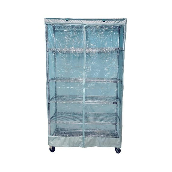 Covered Living Storage Shelving Unit Cover, fits racks 60"W x 24"D x 72"H, One Side See Through Panel, Glacier Blue