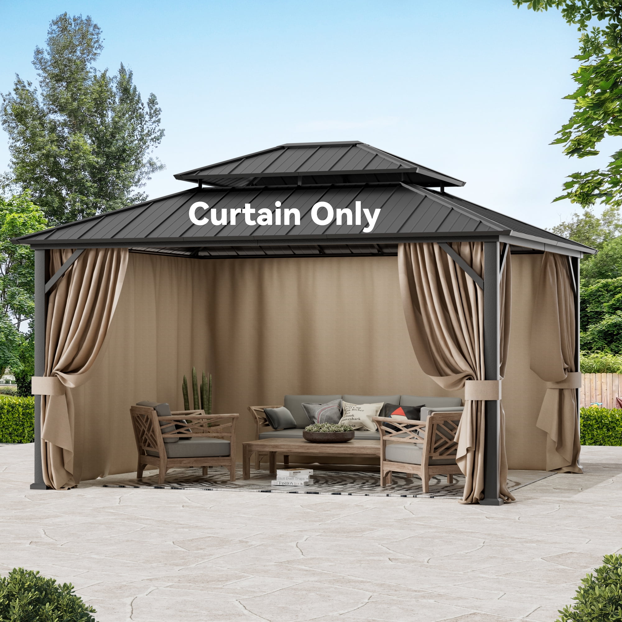 Covered Outdoor Gazebo Curtain Replacement Universal 4-Panel Sidewalls ...