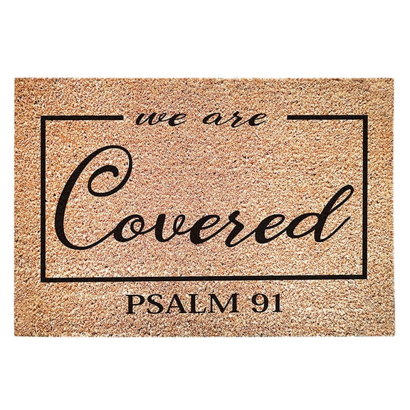 We are Covered Psalm 91 Custom Doormat Funny Front Door Mat, Cute Welcome Mat, Non-Slip Indoor & Outdoor, 16x24 Inches, Non-Slip Rubber Mat, Farmhouse Style Kitchen Rug