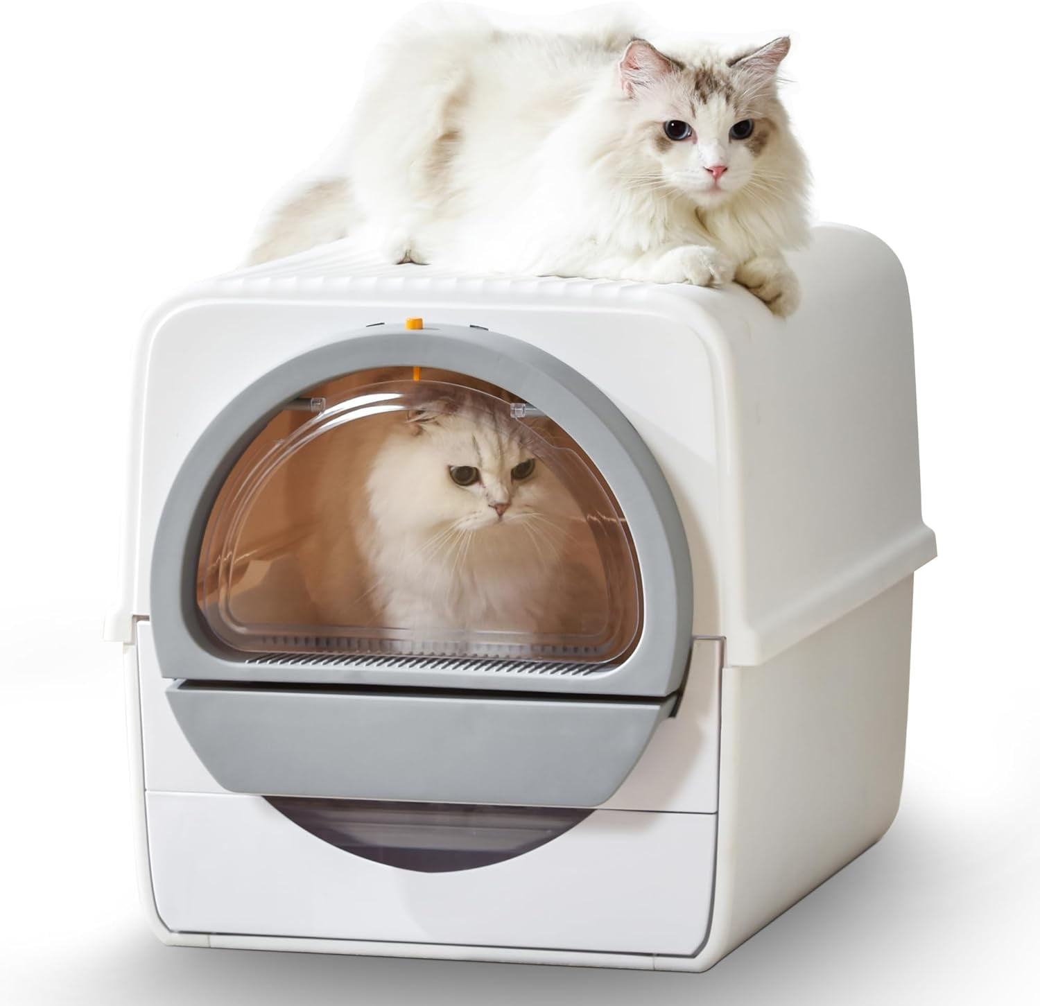 Covered Semi-Automatic Self Cleaning Pull and Scoop Cat Litter Box Odor Control,Non-Electric
