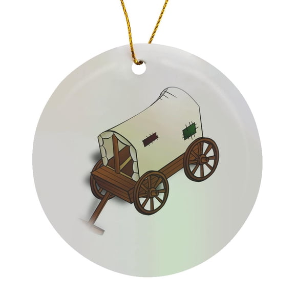 3drose, Covered Wagon 4 Kids, Circle Porcelain Ornament