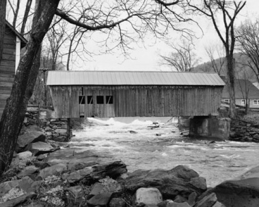 Covered bridge across a river Tunbridge Vermont USA Canvas Art - (18 x 24)