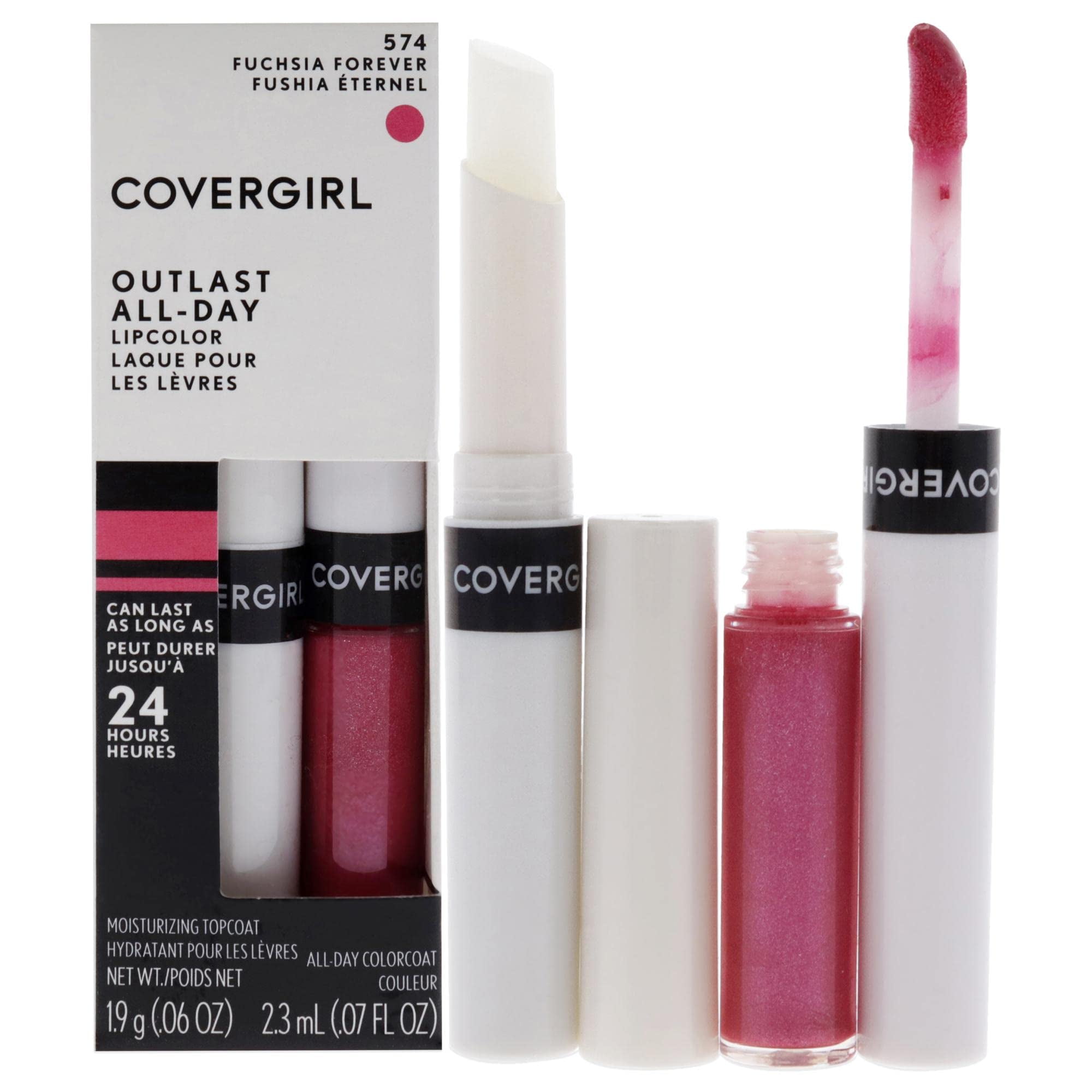 Covergirl Outlast All Day Lip Color With Topcoat Fuchsia Forever Walmart Com