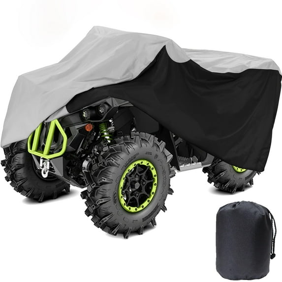 Coverify ATV Cover Weatherproof, 4-Wheeler Cover Fit Polaris Yamaha Can-Am Suzuki Honda, XXL 87" X 38" X 47", Black & Silver