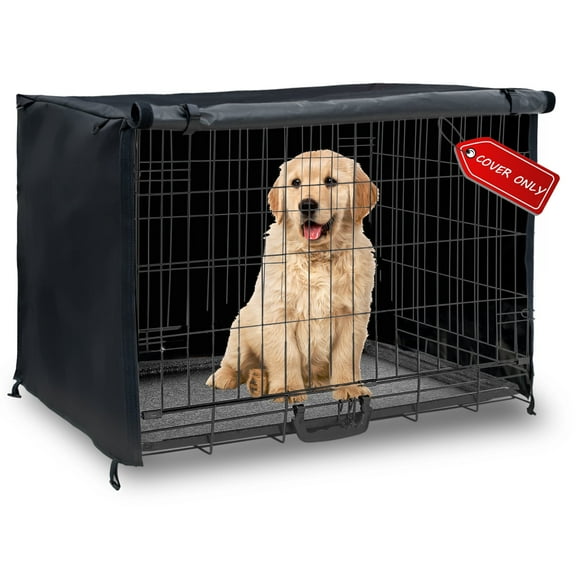 Coverify Dog Crate Cover 42in Waterproof Pet Kennel Cover for Outdoor/Indoor Protection, Durable Crate Cover Universal Fit (42''L*28''W*30''H-Black, Cover Only)