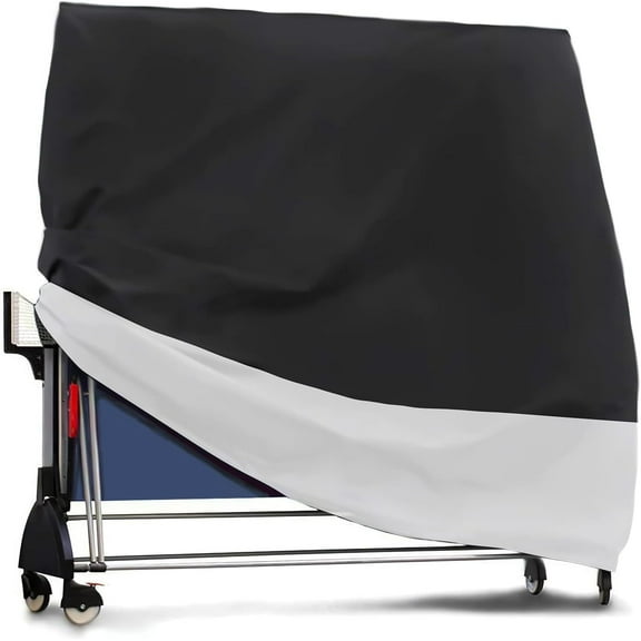 Coverify Ping Pong Table Cover Outdoor, Waterproof 420D Oxford Fabric, Windproof, Anti-UV, Rip Proof Table Tennis Table Cover, Indoor / Outdoor (165×85×165cm) - Black