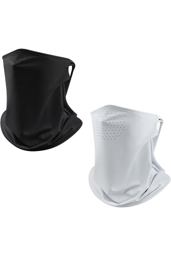 Covering Mask,2Pcs UV Protection Face Cover Breathable Neck Mask Ice Silk Veil Summer Sunscreen Neck Protection Face Scarf Unisex Sunscreen Mask Elastic Ear-Hook Head Scarf for Outdoor