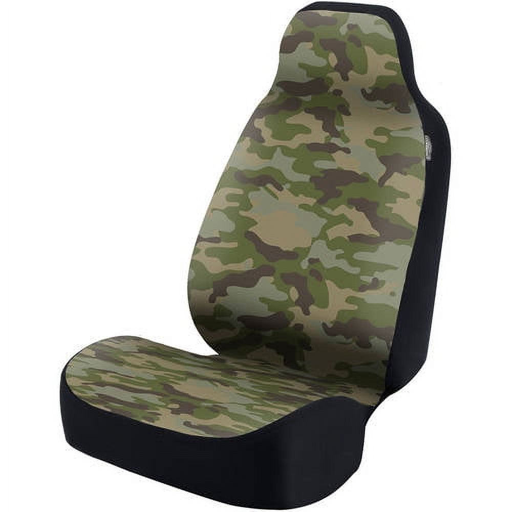 Coverking Universal Seat Cover Fashion Print, Ultra Suede, Camo Traditional Jungle with Black Interlock Backing - image 1 of 4